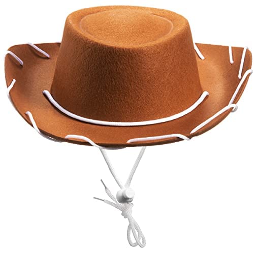 Brown Felt Kids Cowboy Hat - (pack Of 2) Western-themed Children's Cosplay Costume Accessory Prop For Party Favor Supplies, Toddler Cowboy Hat For Playing Dress-up Costume For Young Boys And Girls
